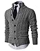H2H Mens Casual Stand Collar Cable Knitted Button Down Cardigan Sweater