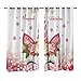 Sleepwish Unicorn Flower Curtains Pink Unicorn Lashes Gold Glitter Window Drapes Kids Girls Decorative Panels for Living Room Bedroom Kitchen (2 Panels, 52x84 Inch, Grommet Top)