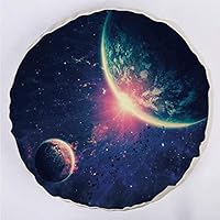 YOUWENll Round Decorative Throw Pillow Floor Meditation Cushion Seating/Outer Space Theme Planet Earth Mars in Space Discovery of Universe Astronomy Art/for Home Decoration 17"x17" Navy Blue Pink