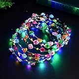 Flower Crown, 5 PCS Led Flower Wreath Headband Luminous 10 Led Flower Headpiece Flower Headdress For Girls Women Wedding Festival Holiday Christmas Halloween Party