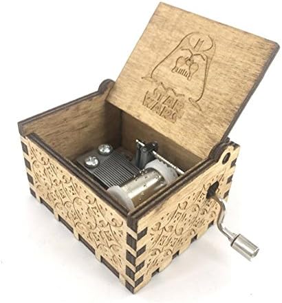 Biscount Antique carved Star wars wooden hand crank Musical Box Star wars Theme Music Box Wood Toys