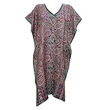 Womens Kaftan Purple Paisley Print Wool Blend Caftan Knee Length Dress Top
