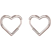 Reffeer Solid 925 Sterling Silver Heart Earrings Hoop Minimalist Sleeper Huggie Earrings For Women