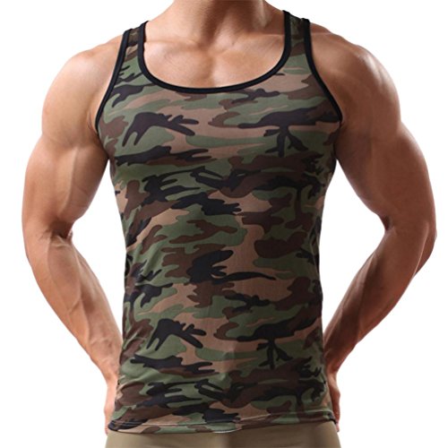 Camisetas Deportivas Hombre, de camuflaje Masculino de fitness,Gimnasio,Correr,Yoga de Tirantes Gym (Tamaño Asiático: L, Camuflaje)