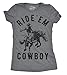Womens Ride Em Cowboy Cowgirl Rodeo T Shirt Funny Saying Cute Graphic Tee Funny T Shirts Cool Sarcastic Top Women's Novelty Tees Dark Grey M