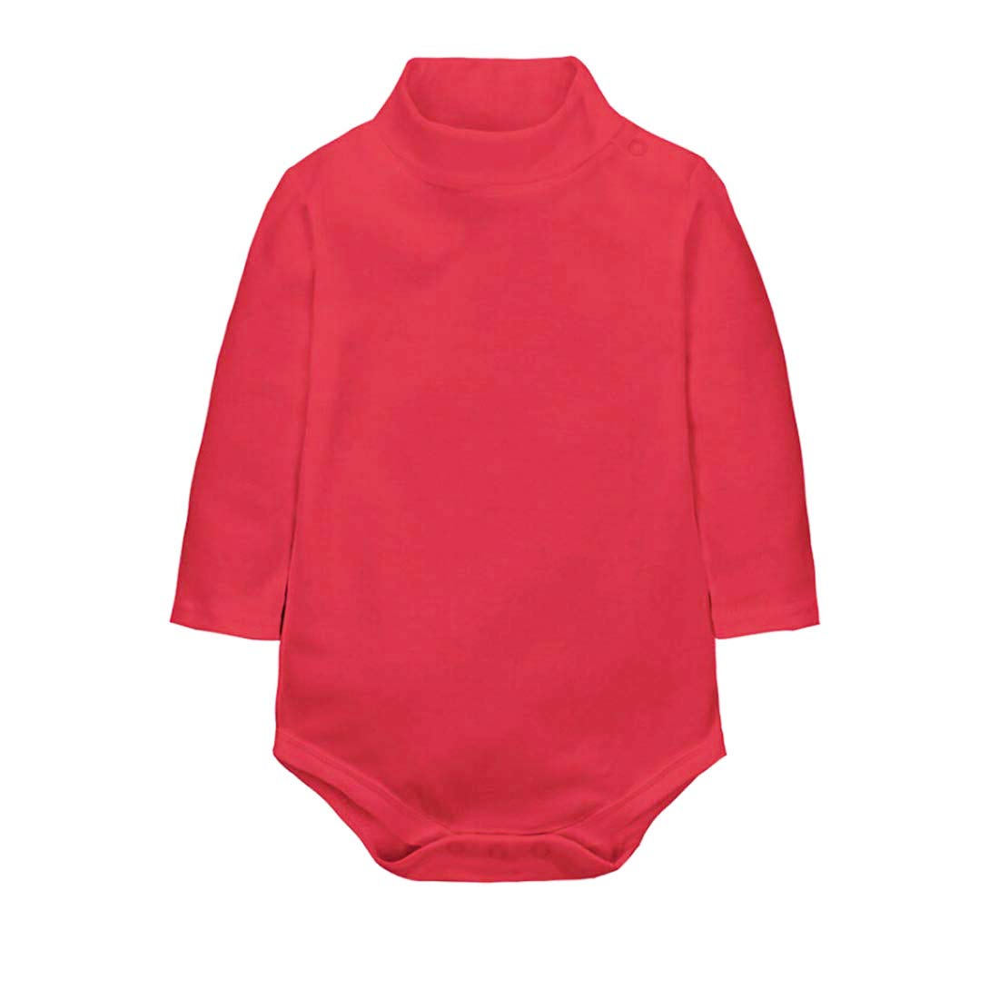 CuteOn Baby Boys Girls Solid Color Basic Turtleneck Cotton Bodysuit Jumpsuit Red 18 Months