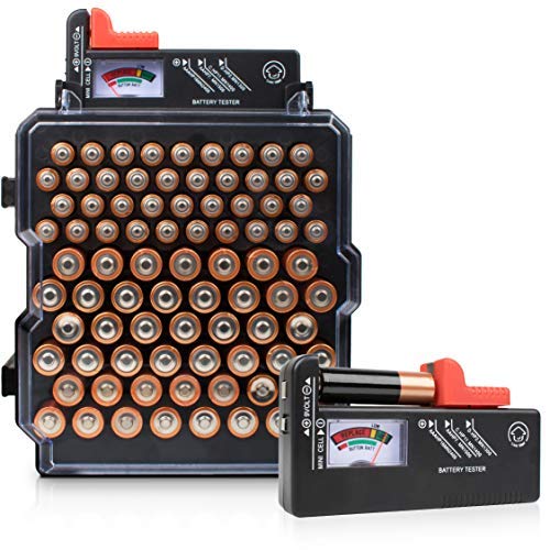 Volt Vault Battery Organizer Storage Case and Battery Tester 83 Slot AA/AAA Battery Holder