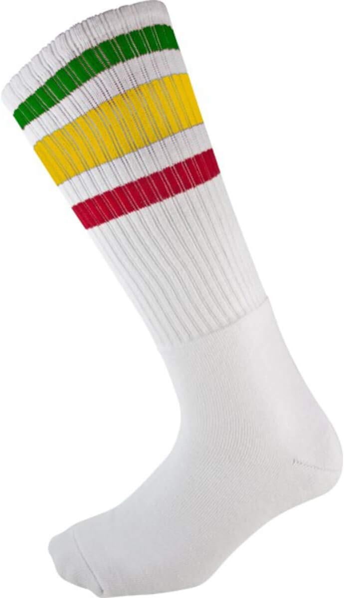 Socco White / Rasta 9 - 12 Mens Knee High Socks