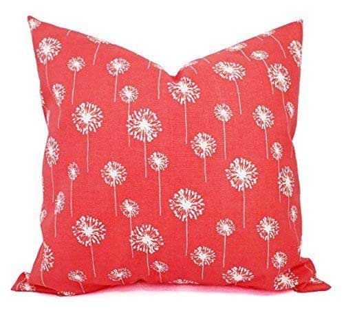 Coral and White Dandelion Throw Pillow Cover