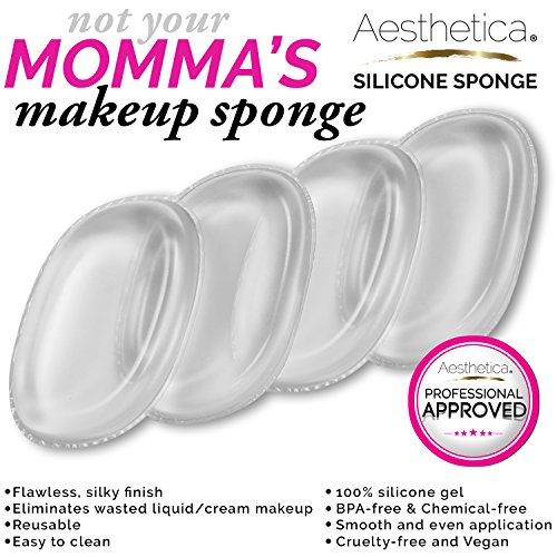 Aesthetica-Silicone-Makeup-Sponge--Easy-to-Clean-Non-Absorbent-Silicone-Beauty-Sponge-Blender-For-Cream-and-Liquid-Makeup-Application--Latex-BPA-Free-Step-by-Step-Instructions-Included