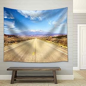 Road Through American Southwest, Utah, United States - Fabric Wall Tapestry Home Decor - 51x60 inches