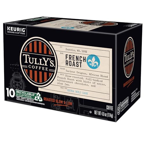 TULLY’S COFFEE FRENCH ROAST, KEURIG SINGLE SERVE K-CUP PODS, DARK ROAST COFFEE, 60 COUNT, (PACK OF 10)