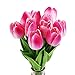 DECORA 10Pcs/Bag PU Holland Mini Tulip Artificial Flower Real Touch for Wedding,Room,Home,Hotel,Party Decoration (Double Pink)