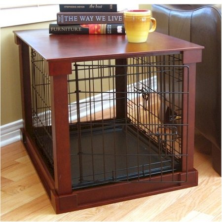 Indoor Wooden Mobile Dog Pet Cage With Crate Cover Side Panels Table Medium