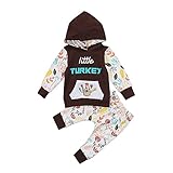 GRNSHTS Baby Girls Boys Little Turkey Thanksgiving Pants Set Long Sleeve Hoodie + Pants