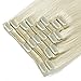 Double Weft 100% Remy Human Hair Clip in Extensions #70 Bleach White 10''-22'' Grade 7A Quality Full Head Thick Long Soft Silky Straight 8pcs 18clips for Women Beauty 14
