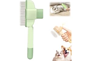 Winfella Self-Cleaning Pet Flea Comb Grooming Brush, Cat & Dog Brush for Massaging, Cleaning Shedding Pet Hair, Comfortable G