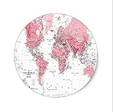 Round Mouse Pad Pink and White World Map Mouse Mat