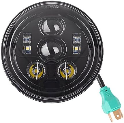 Autou Jeep Wrangler Headlights 7 Inch Round LED Headlight Black 45W DOT Approved for JK TJ - H4 to H13 Adapter