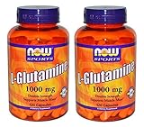 Now Foods L-Glutamine, Double Strength, 1000 mg, 120 Capsules, 2 Pack