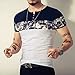 LOGEEYAR Men's Casual Slim Fit Short Sleeve Color Block Printing Henley T-Shirts A-White