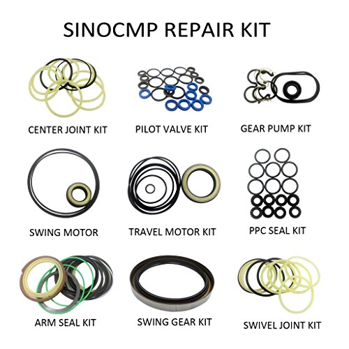 SK210-6E Swing Gear Box Seal Kit - SINOCMP Service Seal Kits for Kobelco SK210-6E Excavator Parts, 3 Month Warranty