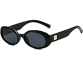 BRMHDY Retro Oval Sunglasses for Women 90s Classic Shades Vintage Fashion Womens Sun Glasses
