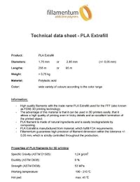fintum PLA extrafill 2,85 mm Impresora 3d filamento Spool, diámetro Tolerancia +  0,05 mm, 1,65 kg, Crystal Clear Islandia Azul