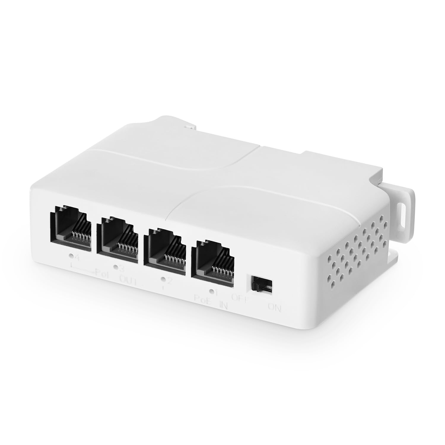 PoE Passthrough Switch, 1 in 3 Out Extender, IEEE802.3af/at Powered, 100Mbps Ethernet, DIN-Rail & Wall Mount