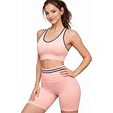 TULIP DE NOIR Women's 2-Piece Seamless Yoga Set, Sports Bra and High Waist Shorts, Athletic Workout Set