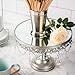 Amalfi Decor Cake Stand, Mirror Top Round Metal Pedestal Holder with Crystals, Silver, 10 Inches