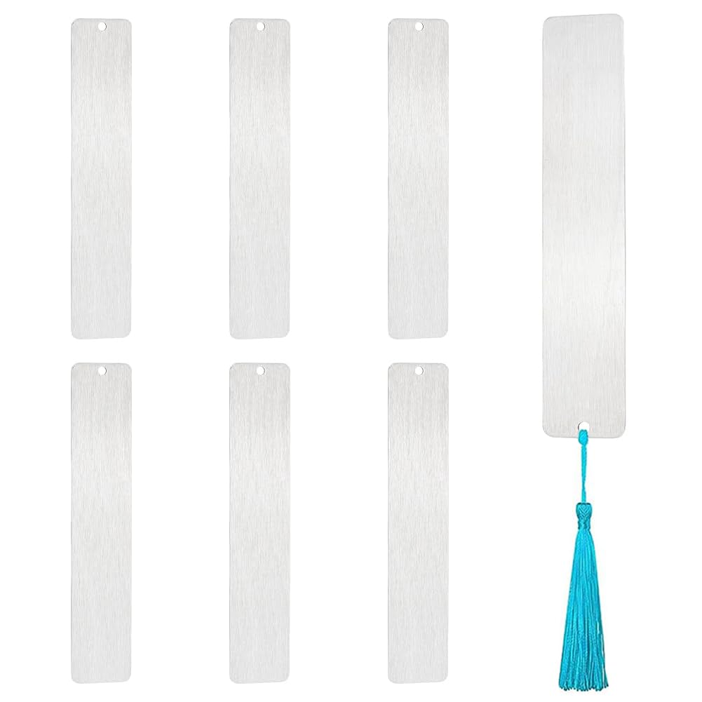 UNICRAFTALE 6Pcs Metal Blank Bookmark Craft tag Pendant 130mm Long Stainless Steel Rectangle Blank Bookmarks Engraving Blank Bookmarks Stamping Tags Pendant Decoration for DIY Craft Tags