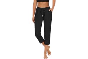 Women's High Waisted Capri Yoga Pants with Pockets Sweatpants Women Loose Fit Workout Lounge Pants