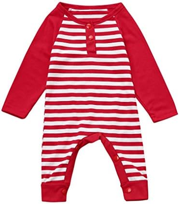 Baby Clothes Set, PPBUY Toddler Baby Romper Jumpsuit Home Pajamas Striped Family Clothes (6M, Red)
