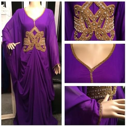 purple and gold kaftan dress