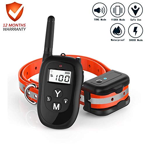 candyPet Dog Training Collar with Remote, 2019 Upgraded 1000ft Rechargeable Waterproof Remote Control Training Collar, 3 Adjustable Beep/Vibration/Electric Shock Collars for Small/Medium/Large Dogs