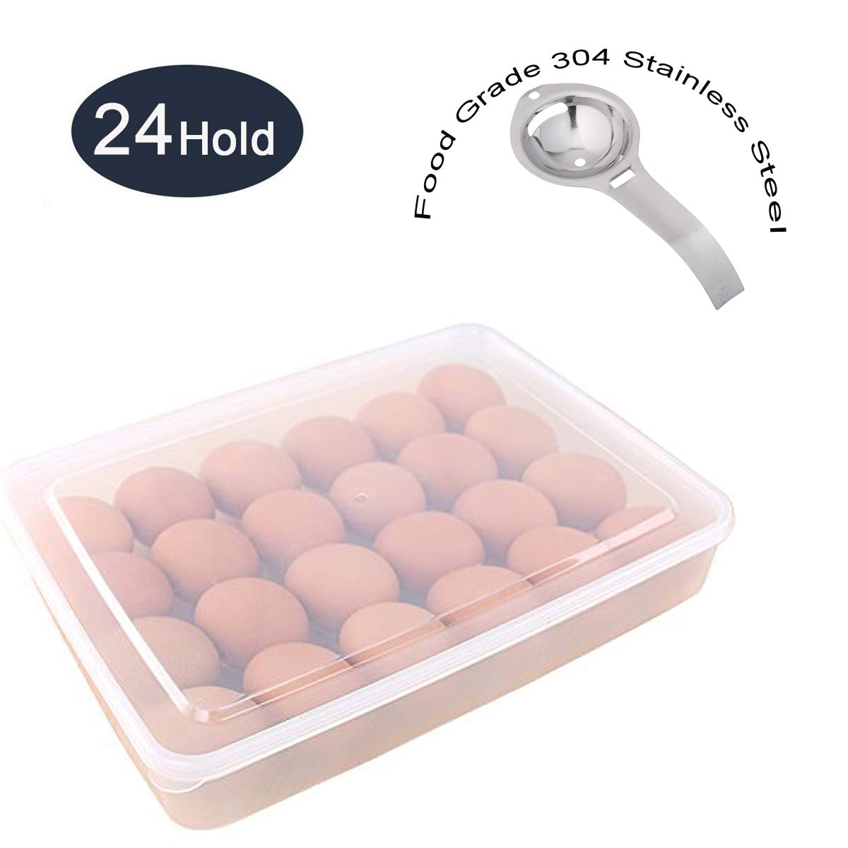 24 hueveras, caja de almacenamiento para huevos dispensador con ...