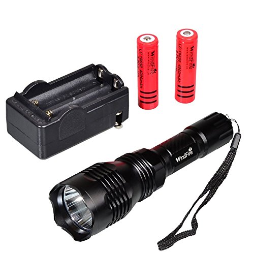 WINDFIRE WF802 Waterproof 350 Lumens 250 Yards Green Cree LED Coyote Hog Fox Predator Varmint Hunting Light Kit with Remote Pressure Switch & Scope/Bike Mount Holder & Spare 18650 Battery and Charger - Thumbnail 2