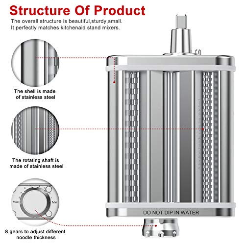 Galifode 3 in 1 Stainless Steel Pasta Maker Attachment for Kitchenaid