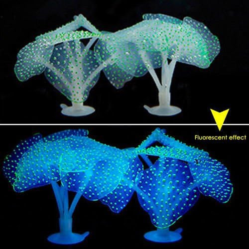 Fluorescent Coral Green Aquarium Fish Tank Landscape Decoration Glow Simulation Animal Plants Ornament no.35
