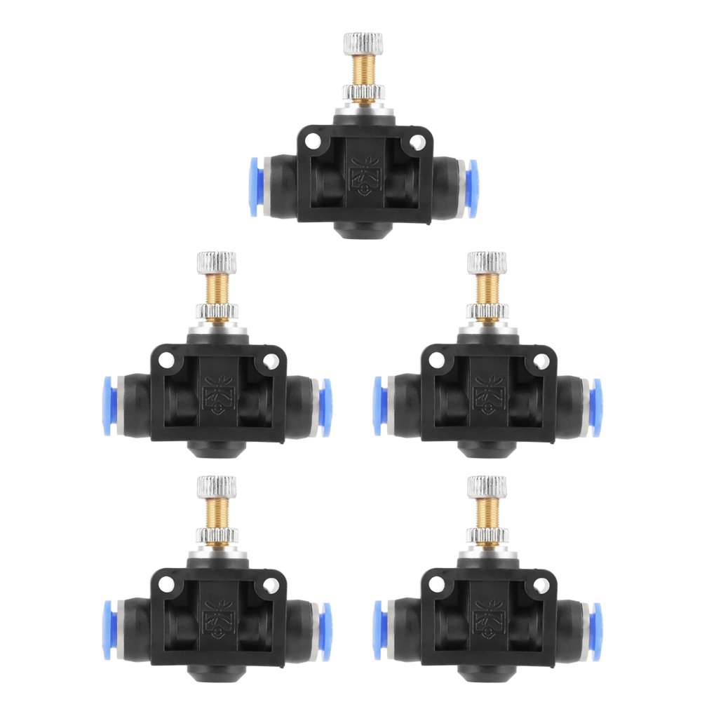 Hilitand Pneumatic Air Valve Speed Controller, 5 pcs Push in Speed Controller, 6mm Pneumatic Air Control Valve Connector
