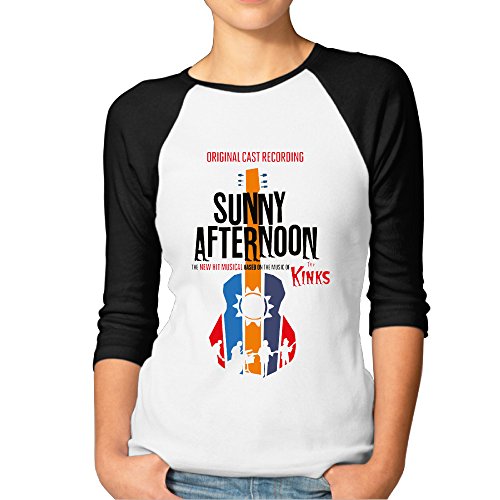 Women's Custom Made The Kinks Band 3/4 Sleeve Tees Black Size XXL