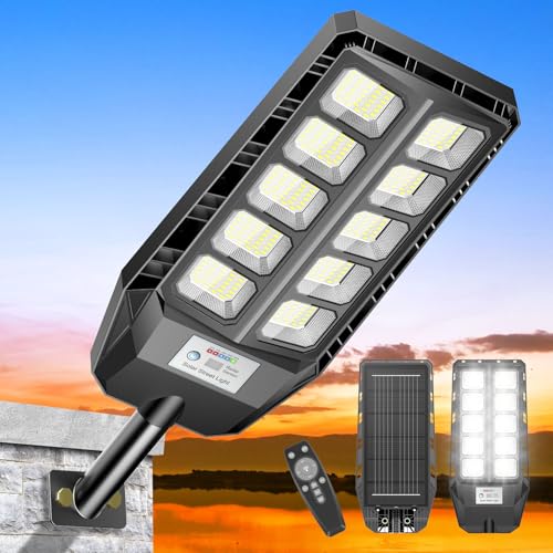 Adewalk Outdoor Solar LED Street Light with Remote Control, 330 LEDs, 7000mAh, Motion Sensor, IP66 Waterproof, 3 Modes, Solar Street Light for Garden, Garage and Road