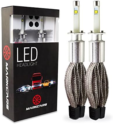 Markcars H1 Car Headlamp 9600LM 60W LED Auto Headlight Bulbs Conversion Kit with Lumileds Chip 6000K All-in-One Plug and Play (Set of 2 Bulbs) - 2 Yr Warranty
