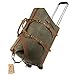 Kattee Luggage Rolling Duffel Bag Leather Trim Canvas Wheeled Travel Bag 50L