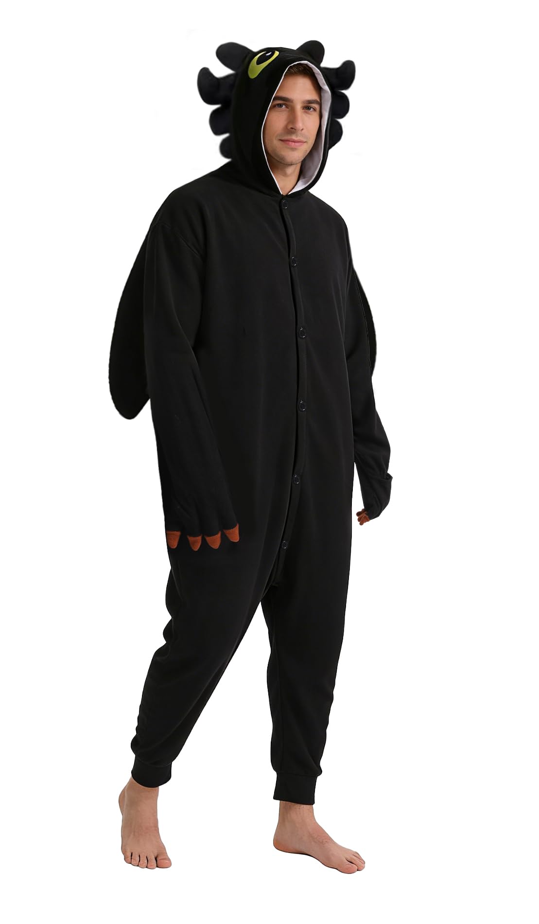 dressfan Animal Black Dragon Onesie Dragon Costume Cosplay Costume Christmas Halloween Pajamas for Unisex Adults,L