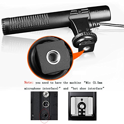 SmilePowo Camera Microphone, EIVOTOR Mic-01 3.5mm Digital Video Recording Microphone for D-SLR Camera, Stereo Shotgun Recording Microphone for Digital SLR CameraBlack