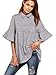 SheIn Women's Striped Ruffle Half Sleeve Collared Blouse Top Medium Black
