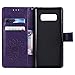 Urberry Embroidery Wallet Case for Samsung Galaxy Note 8 with a Screen Protector (Purple)