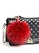 LITHER Genuine Raccoon Fur Pom Pom Puff Ball Car Keyring/Bag Purse Charm (red)